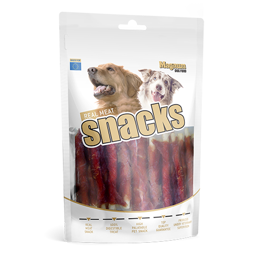 Magnum Dog Food Duck Roll on Rawhide Stick