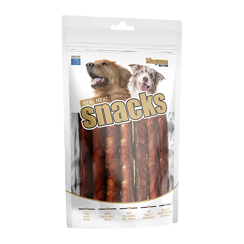 Magnum Dog Food Duck Roll on Rawhide Stick